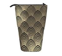 YXDVPALNE Art Deco Black,Telescopic Pencil Case,Stand Pencil Holder with Zipper Pencil Pouch Pen Bag