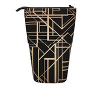 YXDVPALNE Art Deco Style Geometric Pattern Two Side,Telescopic Pencil Case,Stand Pencil Holder with Zipper Pencil Pouch Pen Bag