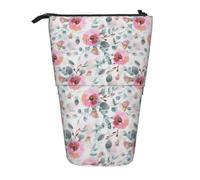 YXDVPALNE Australian Flora Watercolor Eucalyptus and Blush Flowers,Telescopic Pencil Case,Stand Pencil Holder with Zipper Pencil Pouch Pen Bag