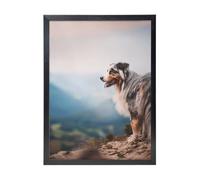 YXDVPALNE Australian Shepherd Mountains Aussie Pets Dogs, Wall Art Prints Black Frame Decorative Painting Wall Hanging For Home 30 x 40 cm