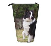 YXDVPALNE Bad Dog Border Collie,Telescopic Pencil Case,Stand Pencil Holder with Zipper Pencil Pouch Pen Bag