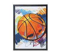 YXDVPALNE Basketball Colorful Sketch Enjoyment Printed, Wall Art Prints Black Frame Decorative Painting Wall Hanging For Home 30 x 40 cm