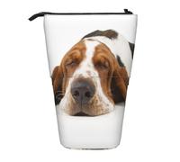 YXDVPALNE Basset Hound Isolated,Telescopic Pencil Case,Stand Pencil Holder with Zipper Pencil Pouch Pen Bag