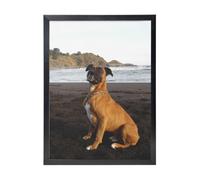 YXDVPALNE Beach Brown Boxer Dog Portrait, Wall Art Prints Black Frame Decorative Painting Wall Hanging For Home 30 x 40 cm