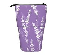 YXDVPALNE Beautiful Purple Lavender Flowers,Telescopic Pencil Case,Stand Pencil Holder with Zipper Pencil Pouch Pen Bag
