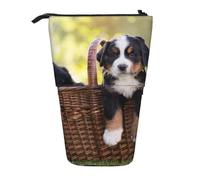 YXDVPALNE Bernese Mountain Dog Puppies,Telescopic Pencil Case,Stand Pencil Holder with Zipper Pencil Pouch Pen Bag