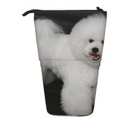 YXDVPALNE Bichon Frise White Dogs Pets Dogs Bichon Frise,Telescopic Pencil Case,Stand Pencil Holder with Zipper Pencil Pouch Pen Bag