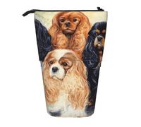 YXDVPALNE Black Golden Cavalier King Charles Spaniel,Telescopic Pencil Case,Stand Pencil Holder with Zipper Pencil Pouch Pen Bag