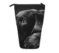 YXDVPALNE Black Labrador Puppy Art,Telescopic Pencil Case,Stand Pencil Holder with Zipper Pencil Pouch Pen Bag