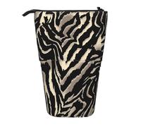 YXDVPALNE Black Zebra Skin Patterns,Telescopic Pencil Case,Stand Pencil Holder with Zipper Pencil Pouch Pen Bag