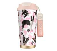 YXDVPALNE Boston Terrier,316 Stainless Steel Coffee Mug with Lanyard,Insulated Tumbler Double Wall Travel Car Cup 500 ml