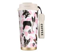 YXDVPALNE Boston Terrier,316 Stainless Steel Coffee Mug with Lanyard,Insulated Tumbler Double Wall Travel Car Cup 500 ml