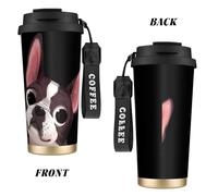 YXDVPALNE Boston Terrier Nature,316 Stainless Steel Coffee Mug with Lanyard,Insulated Tumbler Double Wall Travel Car Cup 500 ml