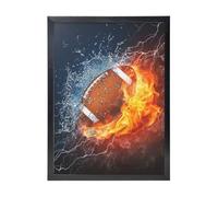 YXDVPALNE Burning American Football In Fire, Wall Art Prints Black Frame Decorative Painting Wall Hanging For Home 30 x 40 cm