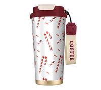 YXDVPALNE Candy Cane,316 Stainless Steel Coffee Mug with Lanyard,Insulated Tumbler Double Wall Travel Car Cup 500 ml