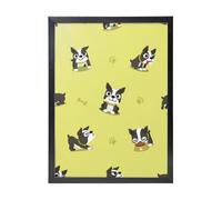 YXDVPALNE Cartoon Boston Terrier Dog, Wall Art Prints Black Frame Decorative Painting Wall Hanging For Home 30 x 40 cm