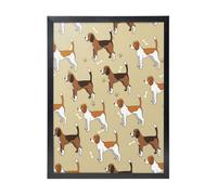 YXDVPALNE Cartoon Cute Clever Beagle Pet Animal, Wall Art Prints Black Frame Decorative Painting Wall Hanging For Home 30 x 40 cm
