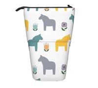 YXDVPALNE Cartoon Horse and Flower Pattern,Telescopic Pencil Case,Stand Pencil Holder with Zipper Pencil Pouch Pen Bag