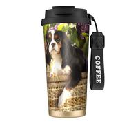 YXDVPALNE Cavalier King Charles Spaniel,316 Stainless Steel Coffee Mug with Lanyard,Insulated Tumbler Double Wall Travel Car Cup 500 ml