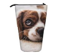 YXDVPALNE Cavalier King Charles Spaniel Cute Dogs Pets,Telescopic Pencil Case,Stand Pencil Holder with Zipper Pencil Pouch Pen Bag