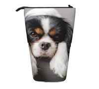 YXDVPALNE Cavalier King Charles Spaniel Dog,Telescopic Pencil Case,Stand Pencil Holder with Zipper Pencil Pouch Pen Bag