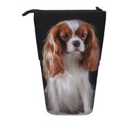 YXDVPALNE Cavalier King Charles Spaniel Mother with Cubs,Telescopic Pencil Case,Stand Pencil Holder with Zipper Pencil Pouch Pen Bag