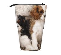 YXDVPALNE Cavalier King Charles Spaniel Small Puppies,Telescopic Pencil Case,Stand Pencil Holder with Zipper Pencil Pouch Pen Bag