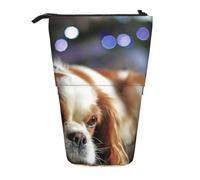 YXDVPALNE Cavalier King Charles Spaniel Small Spaniel,Telescopic Pencil Case,Stand Pencil Holder with Zipper Pencil Pouch Pen Bag