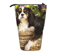 YXDVPALNE Cavalier King Charles Spaniel,Telescopic Pencil Case,Stand Pencil Holder with Zipper Pencil Pouch Pen Bag