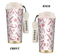 YXDVPALNE Christmas Red Candy Cane,316 Stainless Steel Coffee Mug with Lanyard,Insulated Tumbler Double Wall Travel Car Cup 500 ml