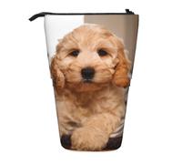 YXDVPALNE Cockapoo Beige Curly Dogs Pets Dogs,Telescopic Pencil Case,Stand Pencil Holder with Zipper Pencil Pouch Pen Bag