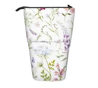 YXDVPALNE Colored Floral Pattern Print,Telescopic Pencil Case,Stand Pencil Holder with Zipper Pencil Pouch Pen Bag