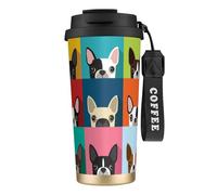 YXDVPALNE Colorful Boston Terrier Print,316 Stainless Steel Coffee Mug with Lanyard,Insulated Tumbler Double Wall Travel Car Cup 500 ml