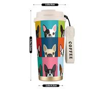 YXDVPALNE Colorful Boston Terrier Print,316 Stainless Steel Coffee Mug with Lanyard,Insulated Tumbler Double Wall Travel Car Cup 500 ml