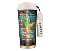 YXDVPALNE Colorful Brick Wall,316 Stainless Steel Coffee Mug with Lanyard,Insulated Tumbler Double Wall Travel Car Cup 500 ml