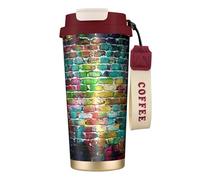 YXDVPALNE Colorful Brick Wall,316 Stainless Steel Coffee Mug with Lanyard,Insulated Tumbler Double Wall Travel Car Cup 500 ml