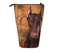 YXDVPALNE Cool Doberman Pinscher Dog,Telescopic Pencil Case,Stand Pencil Holder with Zipper Pencil Pouch Pen Bag