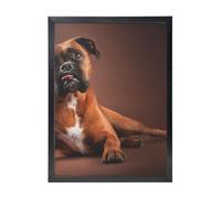 YXDVPALNE Cool Lying Boxer Dog, Wall Art Prints Black Frame Decorative Painting Wall Hanging For Home 30 x 40 cm