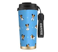 YXDVPALNE Cute Jack Russell Terrier Dogs with Bones Pattern,316 Stainless Steel Coffee Mug with Lanyard,Insulated Tumbler Double Wall Travel Car Cup 500 ml