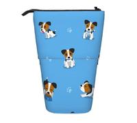 YXDVPALNE Cute Jack Russell Terrier Dogs with Bones Pattern,Telescopic Pencil Case,Stand Pencil Holder with Zipper Pencil Pouch Pen Bag