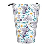 YXDVPALNE Cute Koala Bears and Floral,Telescopic Pencil Case,Stand Pencil Holder with Zipper Pencil Pouch Pen Bag