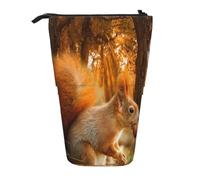 YXDVPALNE Cute Squirrel Eating Nuts,Telescopic Pencil Case,Stand Pencil Holder with Zipper Pencil Pouch Pen Bag