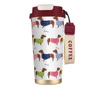 YXDVPALNE Dachshund Red Coat Dog Breed Pet Pattern Sweater,316 Stainless Steel Coffee Mug with Lanyard,Insulated Tumbler Double Wall Travel Car Cup 500 ml