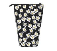YXDVPALNE Daisies Flowers Florals Flower Black and White Simple,Telescopic Pencil Case,Stand Pencil Holder with Zipper Pencil Pouch Pen Bag
