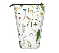 YXDVPALNE Different Kinds of Flowers,Telescopic Pencil Case,Stand Pencil Holder with Zipper Pencil Pouch Pen Bag