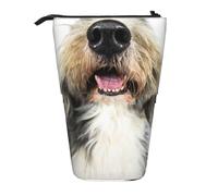 YXDVPALNE Dog Bearded Collie Funny Nose,Telescopic Pencil Case,Stand Pencil Holder with Zipper Pencil Pouch Pen Bag