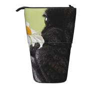 YXDVPALNE Dog Pattern Pug Floral Pattern,Telescopic Pencil Case,Stand Pencil Holder with Zipper Pencil Pouch Pen Bag