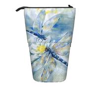 YXDVPALNE Dragonfly,Telescopic Pencil Case,Stand Pencil Holder with Zipper Pencil Pouch Pen Bag