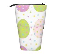 YXDVPALNE Easter with Cute Eggs Polka Dots,Telescopic Pencil Case,Stand Pencil Holder with Zipper Pencil Pouch Pen Bag