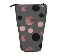 YXDVPALNE Elegant Faux Pink Black Circles,Telescopic Pencil Case,Stand Pencil Holder with Zipper Pencil Pouch Pen Bag